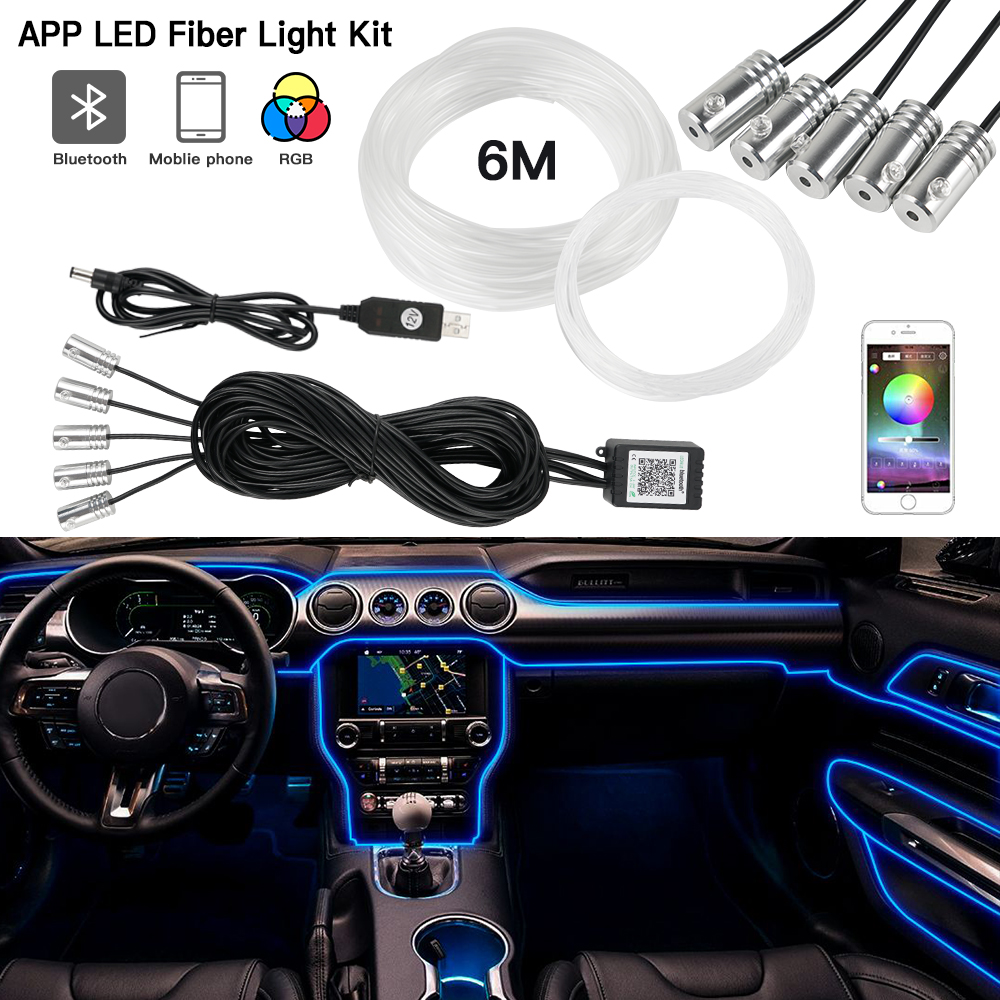 6M RGB LED Ambientebeleuchtung Lichtleiste APP USB Für BMW E60 E61